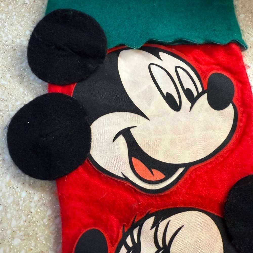 Vintage Disney Red and Green Mickey & Minnie Christmas Stocking Holiday - Picture 3 of 13